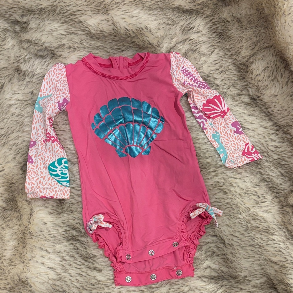 Hatley Pink and Blue Seashell Bodysuit
